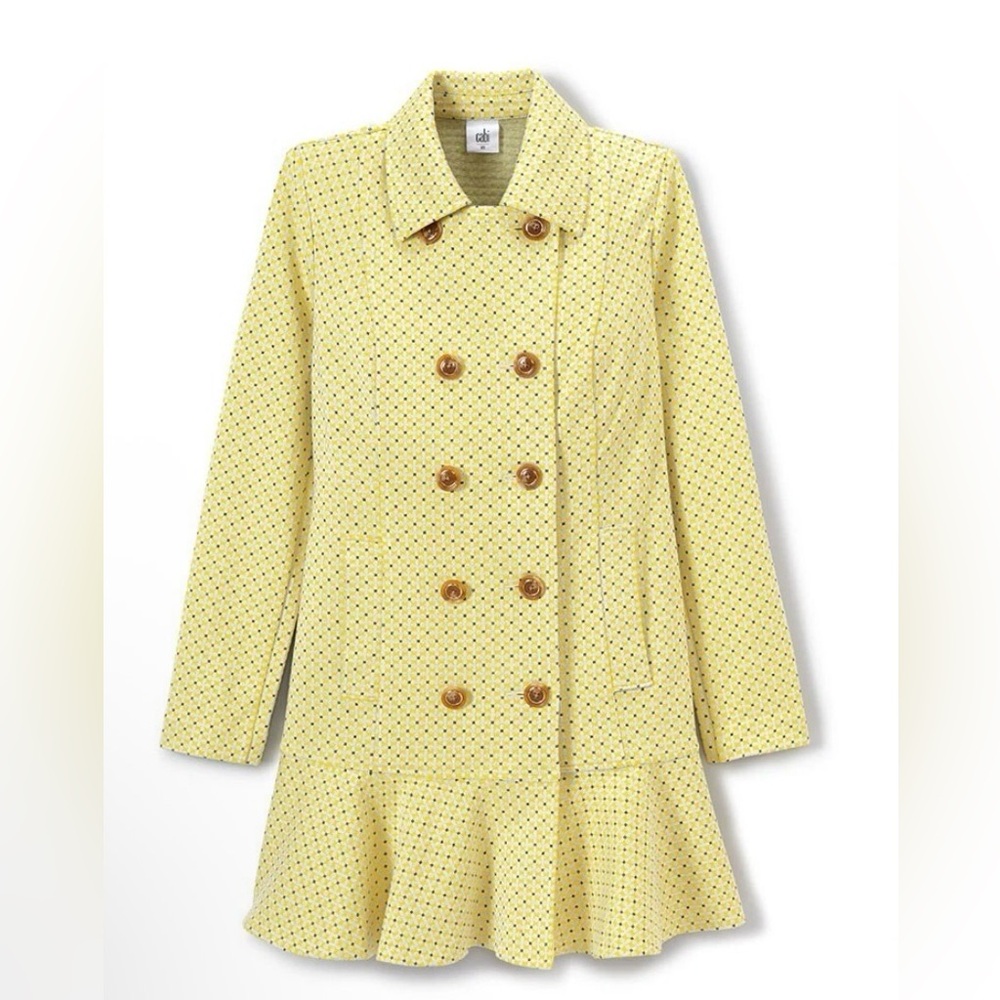 CAbi Elegant Yellow Polka Dot Women's Coat NEW retails $225 - Picture 2 of 3